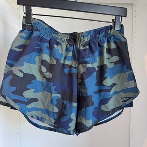 New Balance Women's Camo Athletic Shorts - Blue & Green